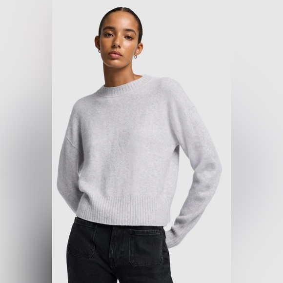 7 For All Mankind Cashmere Blend Crewneck Sweater White Sand - Picture 5 of 8